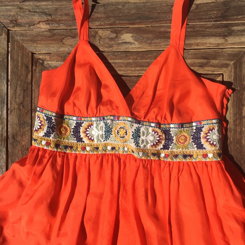 🌿 Johnny Was Orange Dress